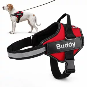 Harnais pour chien anti-traction réfléchissant avec étiquette personnalisée