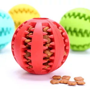 Jouet à mâcher interactif pour chiens - Balle en caoutchouc pour nettoyage des dents
