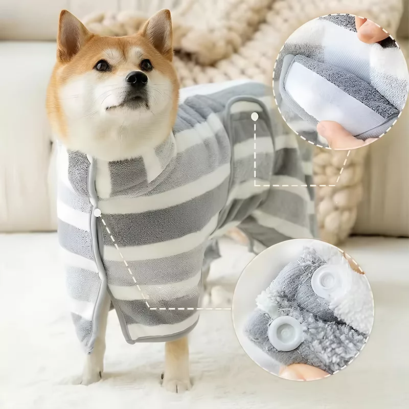dog bathrobe, dog towel robe, dog bath towel, super absorbent dog towel