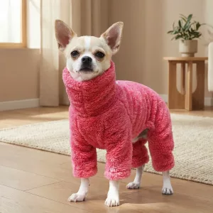 Pyjamas Chien en Polaire Chaude Mignons et Doux avec Col Haut