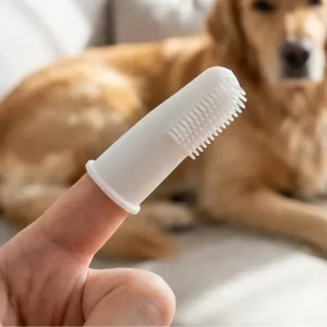 Brosse à dents de doigt en silicone doux pour chiens