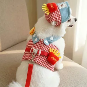 Adorable ensemble harnais gilet pour chien avec laisse et casquette