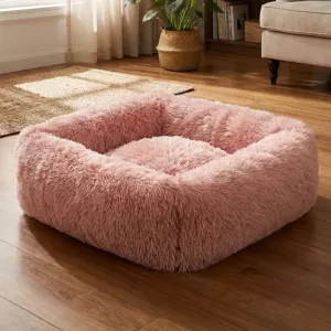 fluffy dog bed, dog bed with high sides, calming dog bed, anti anxiety dog bed, fluffy dog bed