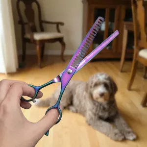 dog thinning shears, curved scissors for dog grooming, curved thinning shears for dogs, dog hair thinning scissors