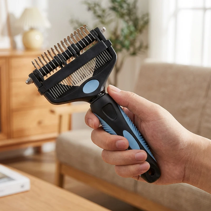 dematting comb, dematting rake comb, stainless steel dog comb, dematting tool for dogs, dematting rake for dogs, detangling comb for dogs