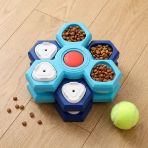 Jouet puzzle interactif pour chien, gamelle anti-glouton et distributeur de friandises