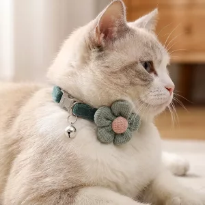 Joli collier pour chat à fleurs avec grelot