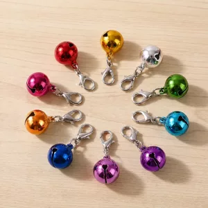 Ensemble de 10 breloques colorées avec clochettes métalliques pour collier de chat