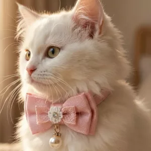 Collier pour chat avec joli nœud rose