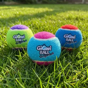 Lot de 3 balles interactives en caoutchouc couinantes à mâcher pour chien
