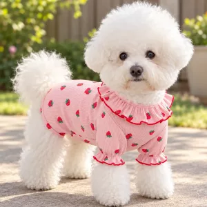 T-shirt de protection solaire pour chien aux fraises mignonnes