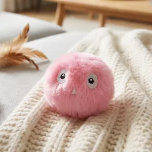 Jouet balle en peluche douce, moelleuse et couinante pour chats