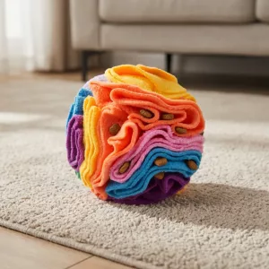 Jouet puzzle interactif en forme de balle à friandises pour chiens