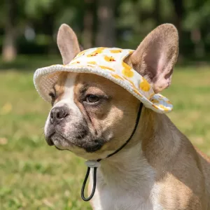 Joli chapeau de soleil respirant pour chien avec cordon de serrage