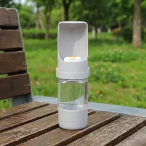 Bouteille distributrice d’eau portable 2-en-1 pour chien avec récipient de stockage de nourriture