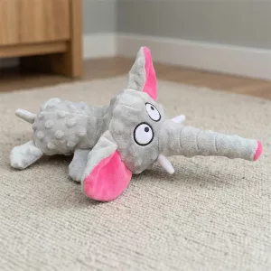 Jouet à mâcher couineur pour chien en polaire douce en forme d'éléphant mignon