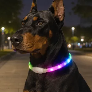 Collier LED rechargeable USB en silicone phosphorescent pour chiens