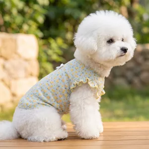 Débardeur fleuri respirant et mignon pour chien, t-shirt d’été rafraîchissant