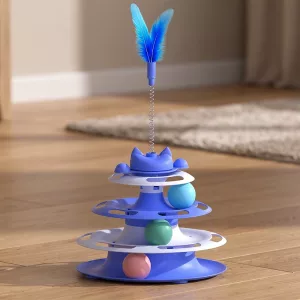 Tour à balles interactive pour chat avec plume teaser