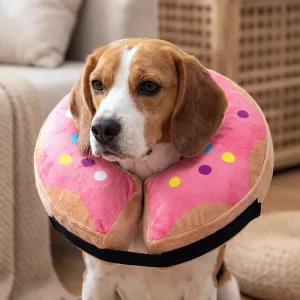 Collier de récupération gonflable doux en forme de joli donut pour chiens